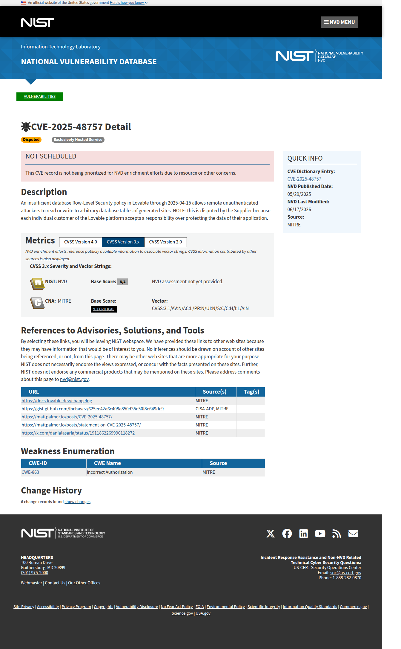 NVD record for CVE-2025-48757